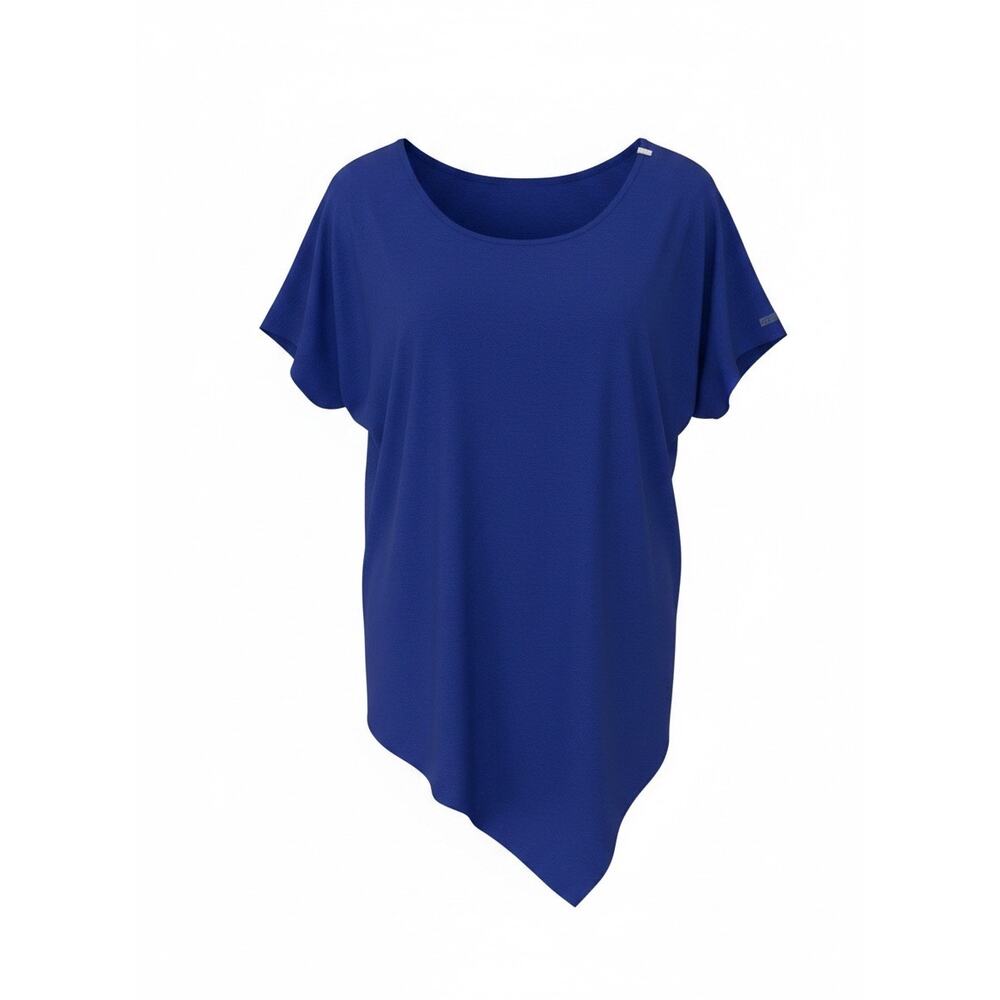Royal Blue Asymmetrical Midi Dress Large Dolman Sleeve Avant Garde Belted